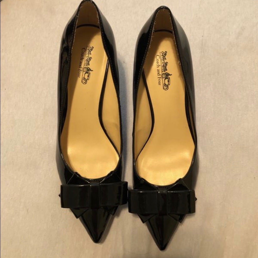 COACH Black Point Toe Patent Heels